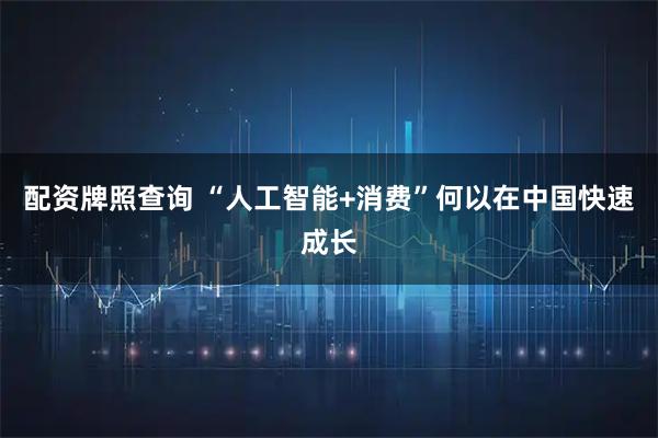 配资牌照查询 “人工智能+消费”何以在中国快速成长